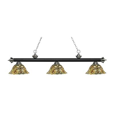 Avery Home Lighting Rivera Matte Black & Brushed Nickel 3-light Island/Billiard Multi Colored Tiffany-style-finished Light