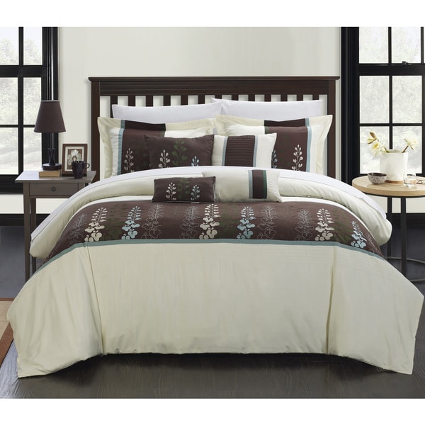 Chic Home Oversized Evania Embroidered Florals 12-piece Comforter Bed-in-a-Bag Set
