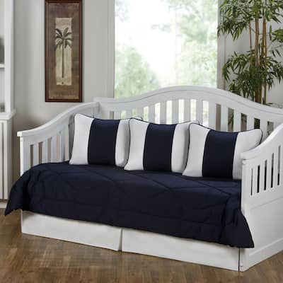 Cabana Navy Blue and White 5-Piece Daybed Set