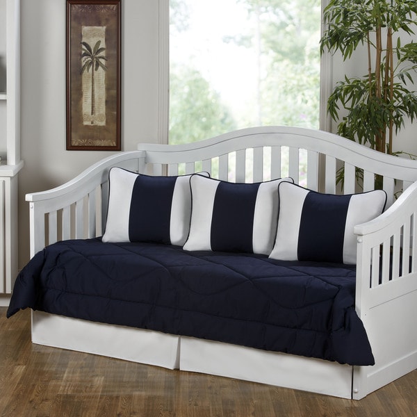 Shop Cabana Navy Blue and White 5-Piece Cotton Daybed Set ...