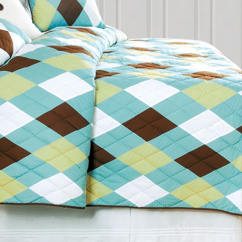 Argyle Aqua Quilt (Shams Not Included)