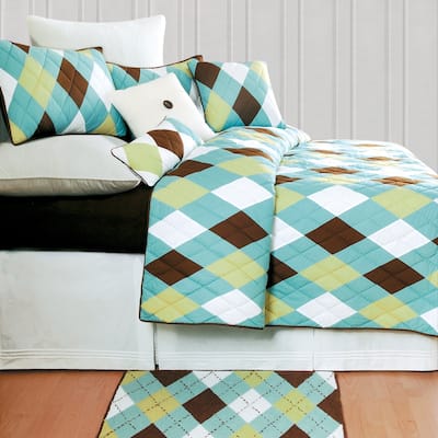 Argyle Aqua Quilt (Shams Not Included)