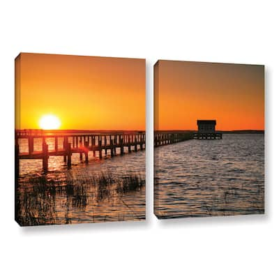 ArtWall Steve Ainsworth 'House At The End Of The Pier' 2 Piece Gallery-wrapped Canvas Set