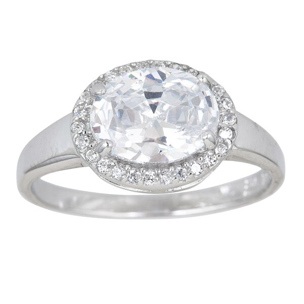 Shop Decadence Sterling Silver Micropave Oval Cut Cubic Zirconia Halo