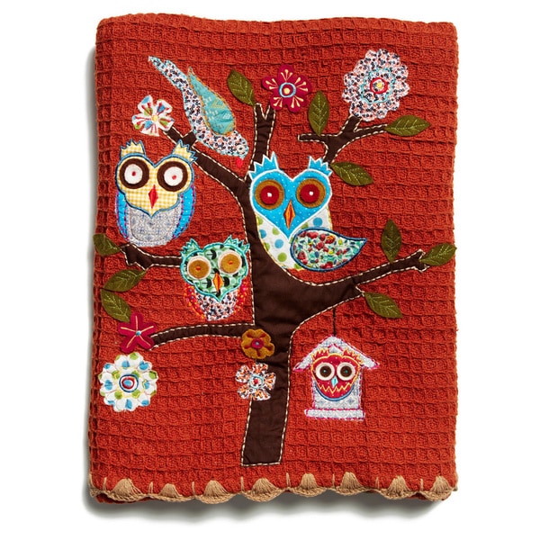 Trois Owls Burnt Orange Cotton Throw