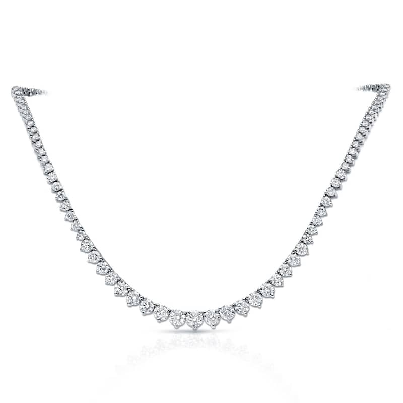 Auriya 10 carat TW Graduated Diamond Riviera Tennis Necklace 14k Gold (G-H, I1-I2)