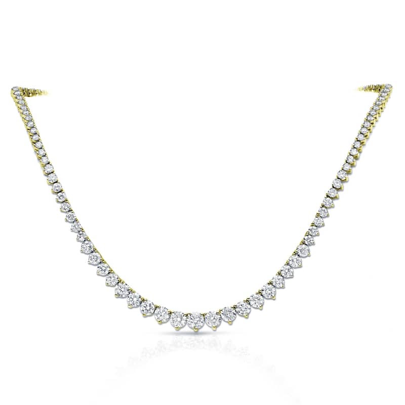 Auriya 10 carat TW Graduated Diamond Riviera Tennis Necklace 14k Gold (G-H, I1-I2) - Yellow
