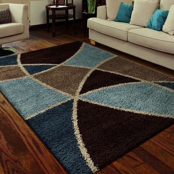 Specter Blue/ Brown Shag Rug By Carolina Weavers - Free ...