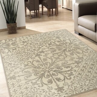 Carolina Weavers Finesse Collection Unique Ikat Ivory Area Rug (5'3 x 7'6) - 5'3" x 7'6"