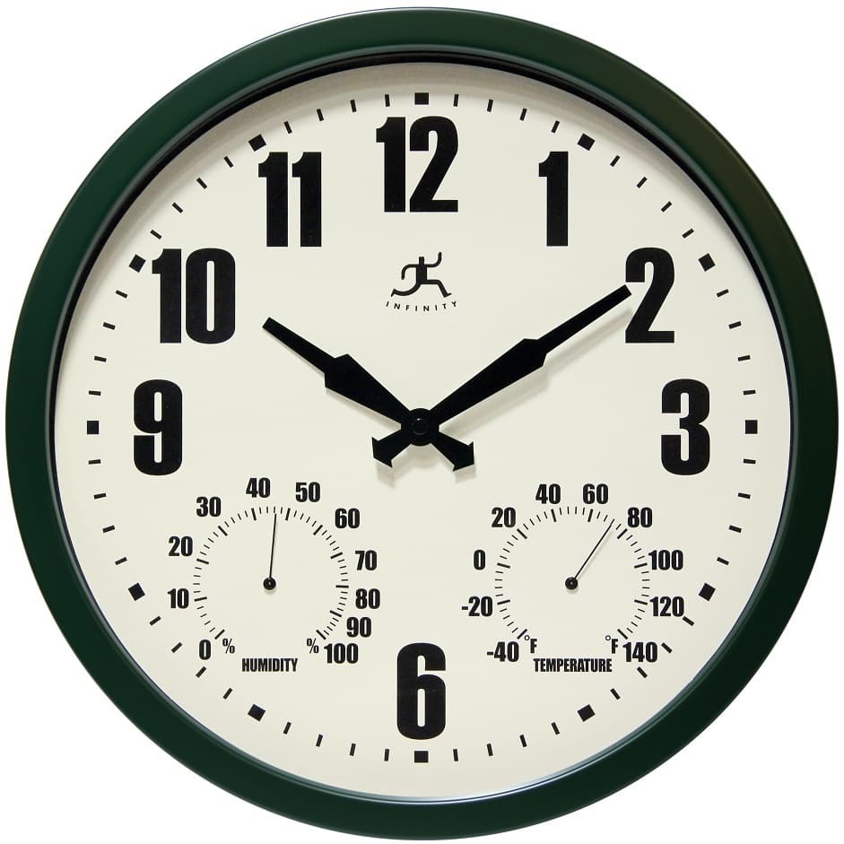 Infinity Instruments Munich Green 14-inch Round Clock