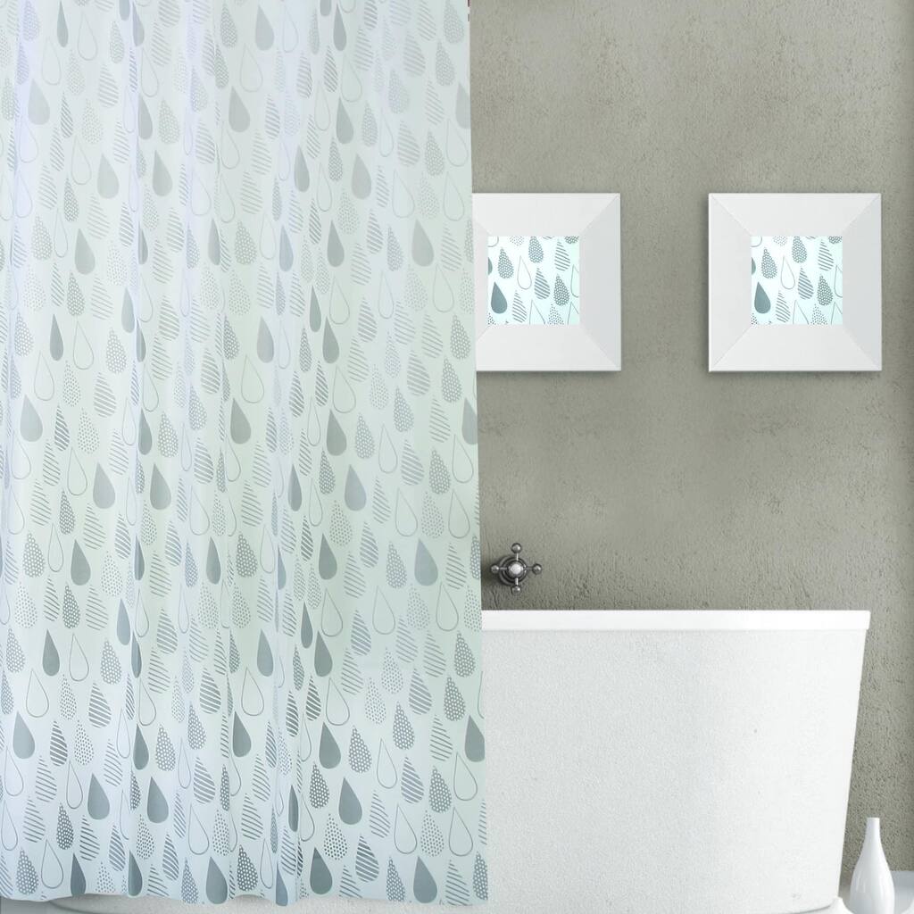 Dainty Home Raindrops Plastic Shower Curtain 13-piece Set
