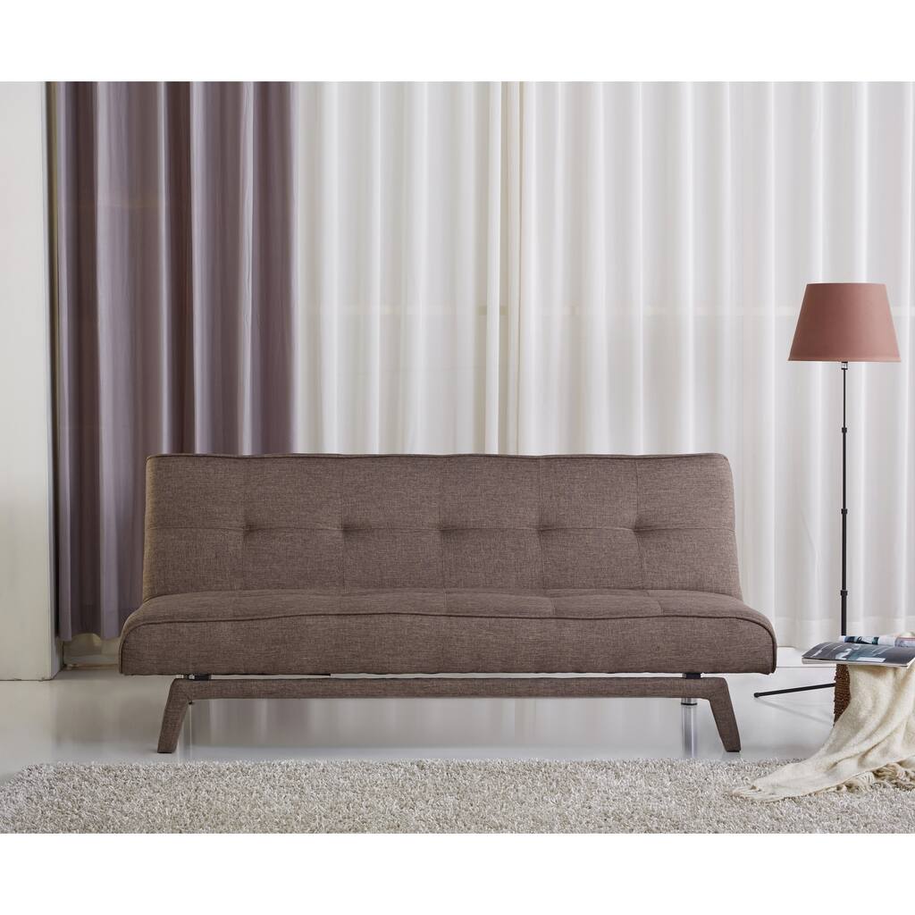 Sitswell Kayleigh Brown Contemporary Futon Sofa Click Back Sleeper Bed