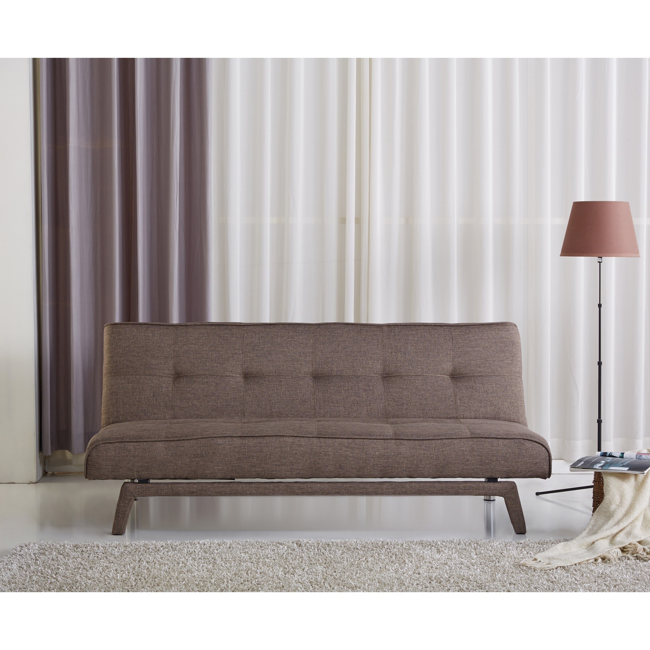 Sitswell Kayleigh Brown Contemporary Futon Sofa Click Back Sleeper Bed