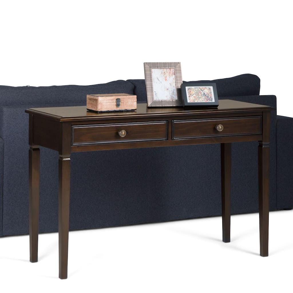 WYNDENHALL Hampshire SOLID WOOD 46 inch Wide Traditional Console Sofa Table in Dark Chestnut Brown - 46 W x 17 D x 30 H