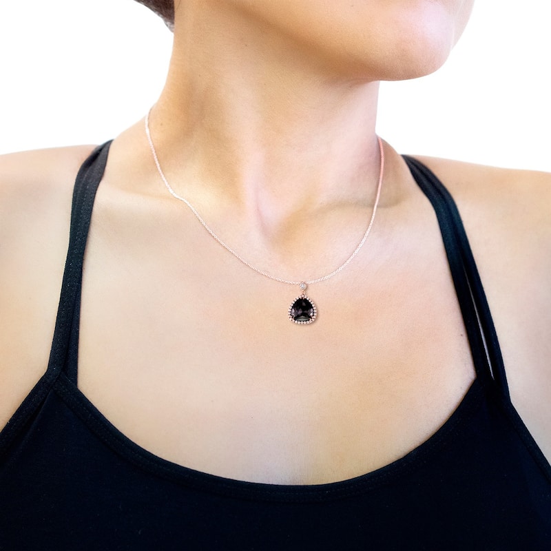 Annello by Kobelli 14k Rose Gold 5ct TDW Black and White Diamond Teardrop Halo Necklace