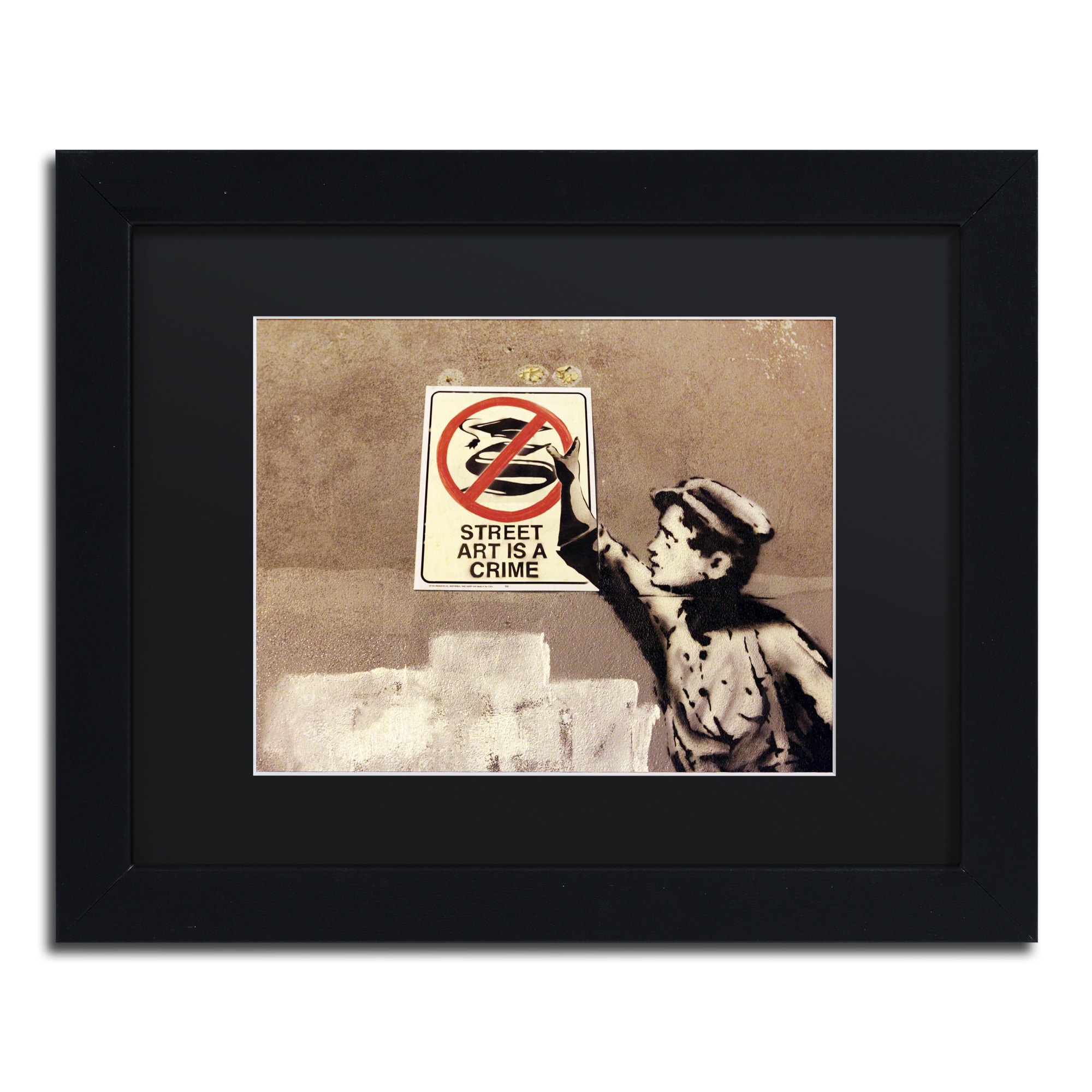 Banksy Better Out Than In White Matte, Black Framed Wall Art