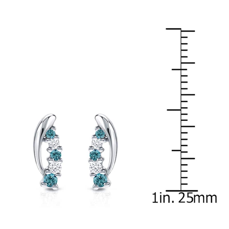 Auriya 14k White Gold 1/4ct TDW 5-Stone Blue and White Diamond Stud Earrings (SI1-SI2)