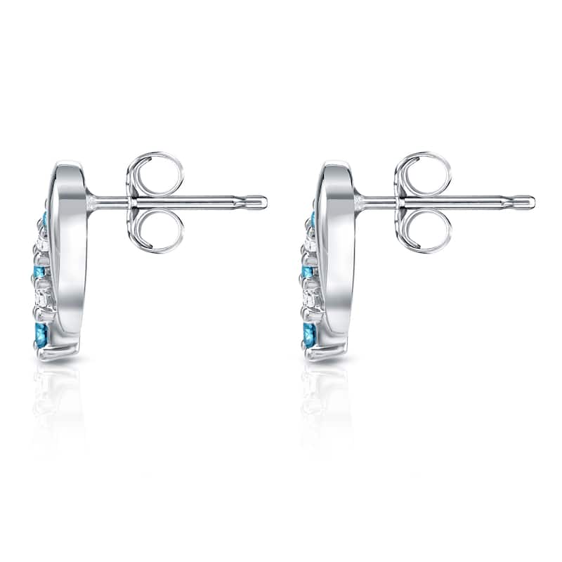 Auriya 14k White Gold 1/4ct TDW 5-Stone Blue and White Diamond Stud Earrings (SI1-SI2)