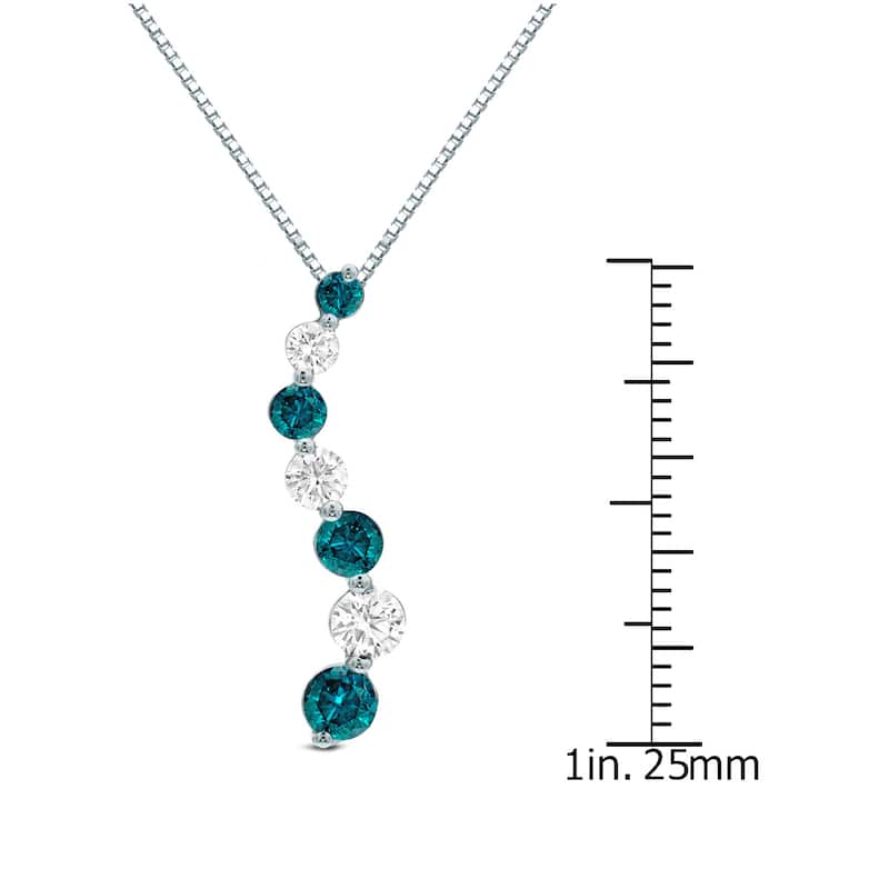 Auriya 3/4ctw Blue Diamond Journey Necklace 14k Gold (I-J, I1-I2)