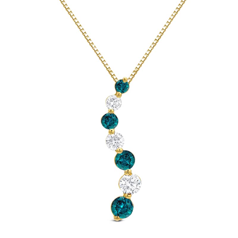 Auriya 3/4ctw Blue Diamond Journey Necklace 14k Gold (I-J, I1-I2) - Yellow