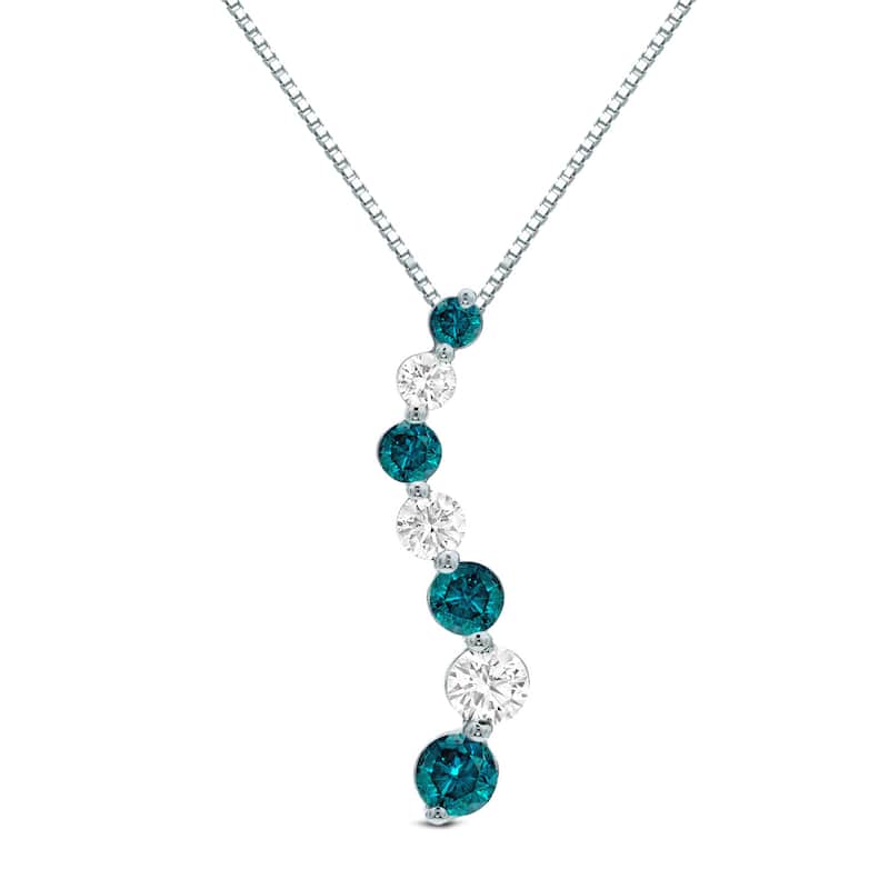 Auriya 3/4ctw Blue Diamond Journey Necklace 14k Gold (I-J, I1-I2) - White