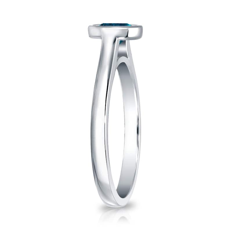 Auriya 14k Gold 1/4ctw Bezel-set Solitaire Blue Diamond Engagement Ring