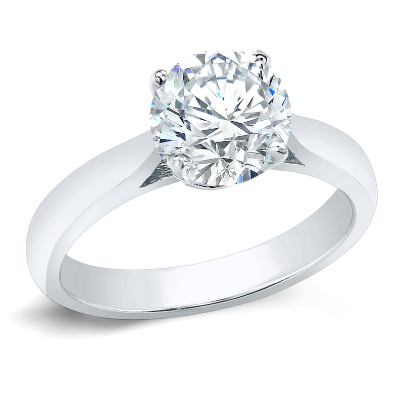 Auriya 14k Gold 3ct TDW Clarity-Enhanced Round Diamond Solitaire Ring (G-H, I1-I2)