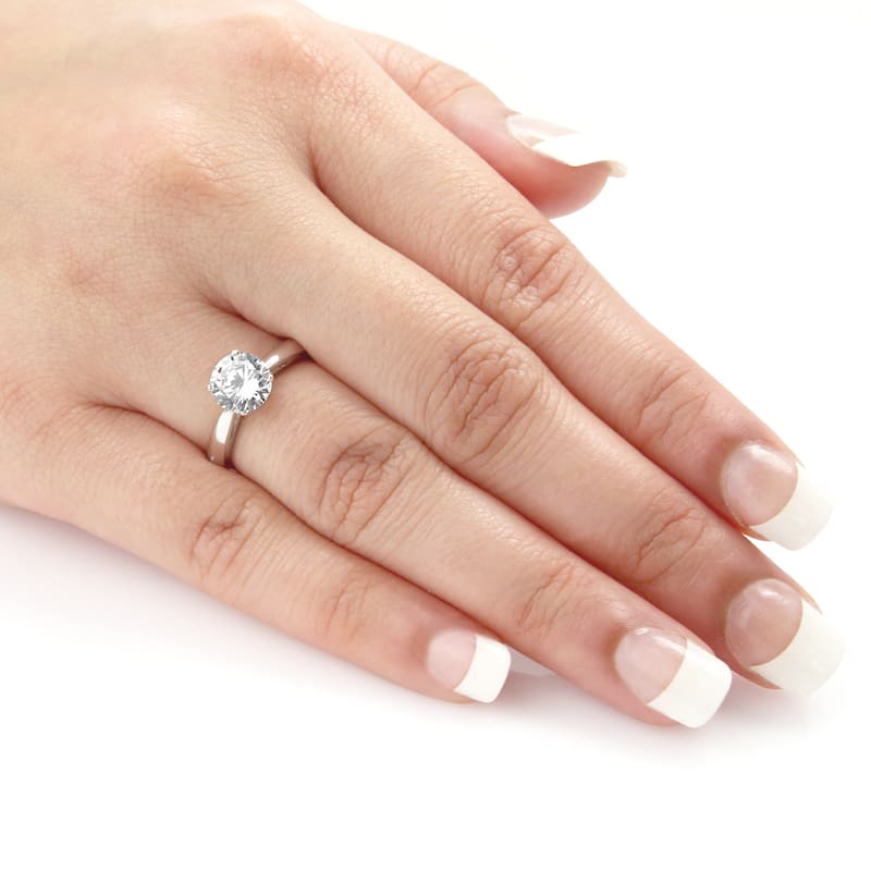 Auriya 14k Gold 3ct TDW Clarity-Enhanced Round Diamond Solitaire Ring (G-H, I1-I2)