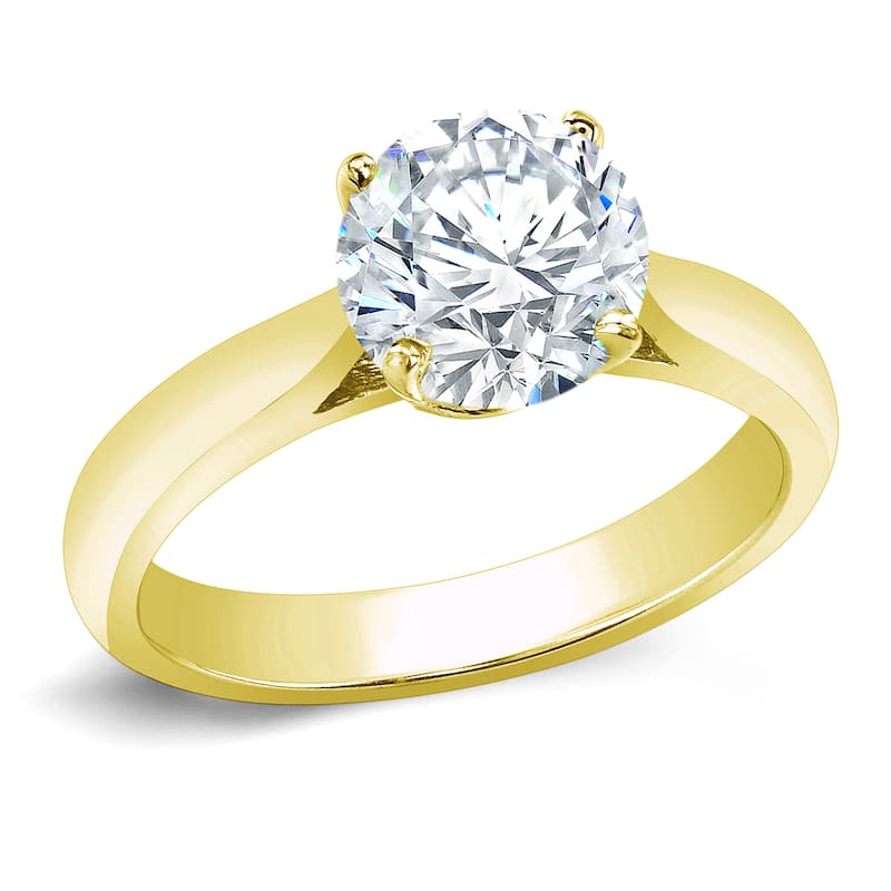 Auriya 14k Gold 3ct TDW Clarity-Enhanced Round Diamond Solitaire Ring (G-H, I1-I2)