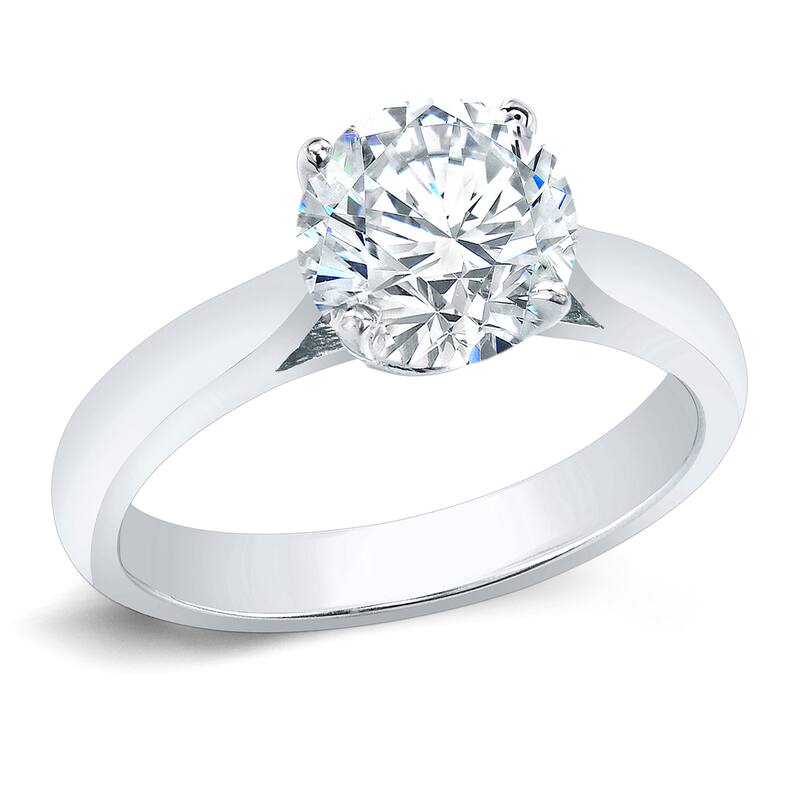 Auriya 14k Gold 3ct TDW Clarity-Enhanced Round Diamond Solitaire Ring (G-H, I1-I2)