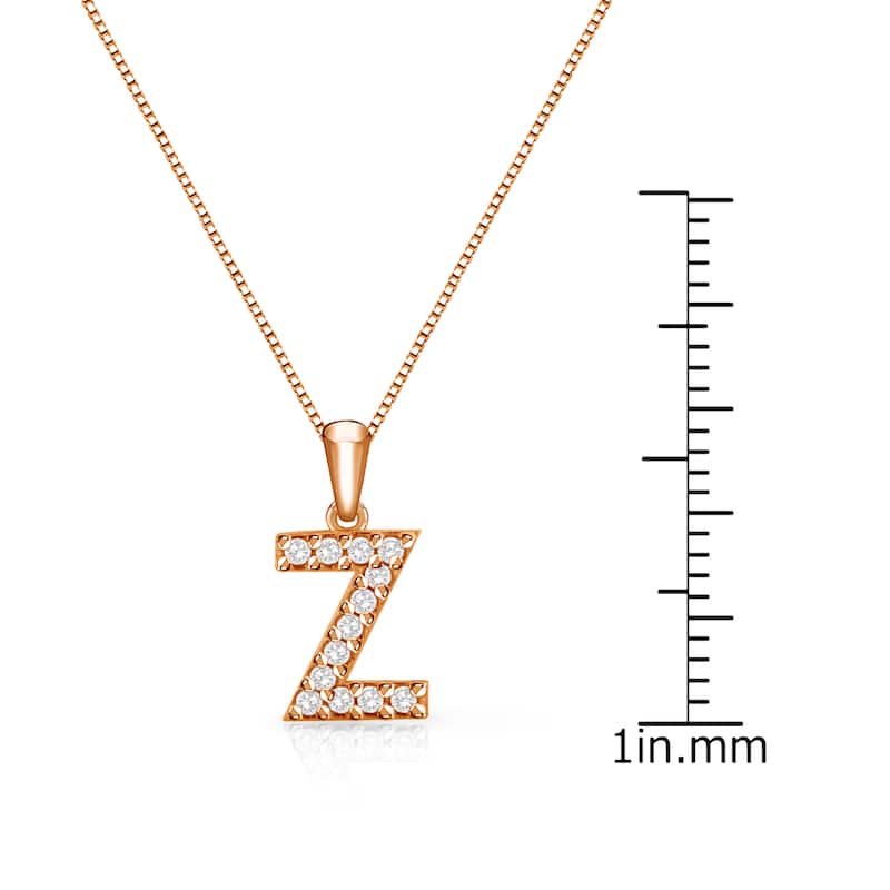 Auriya 1/10ctw Pave Accent Diamond Initial Pendant Necklace 14k Rose Gold (I-J, I1-I2)