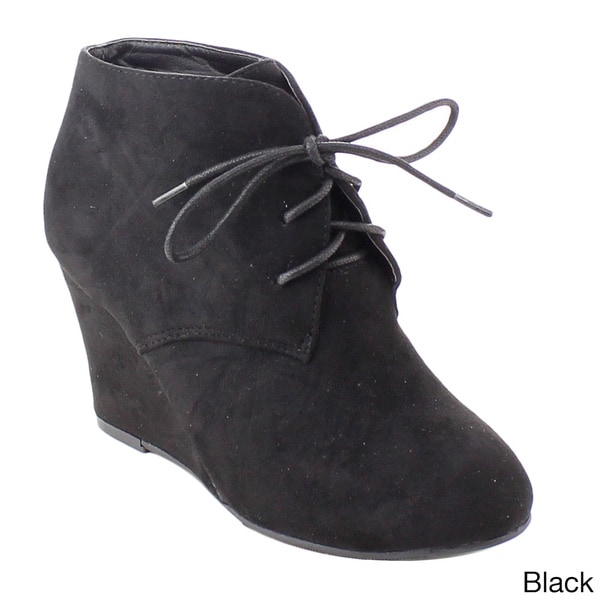 wedge heel lace up bootie