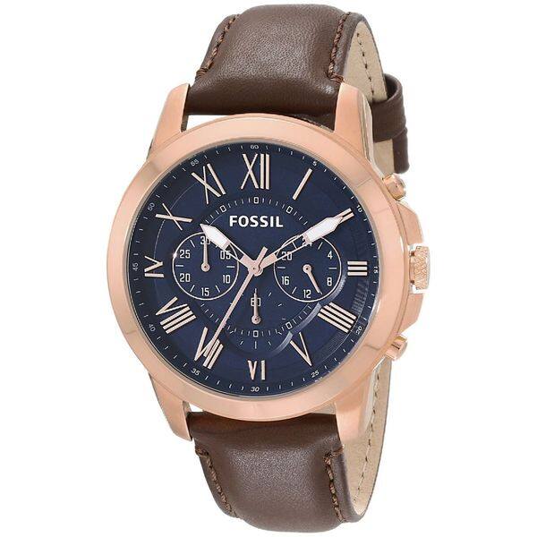 Fossil Men's Grant FS5068 Brown Leather Quartz Watch Overstock 10459548