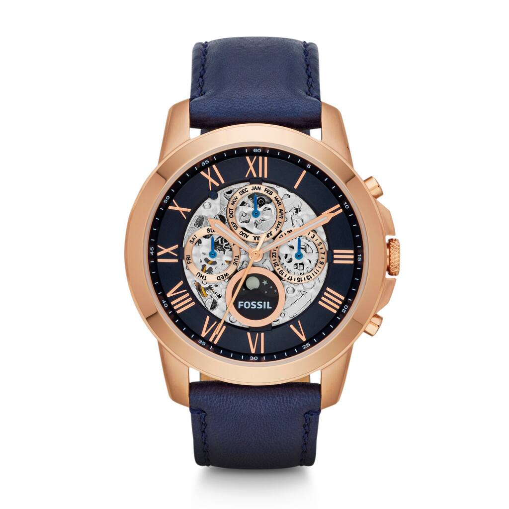 Fossil Men's Grant ME3029 Blue Leather Automatic Watch
