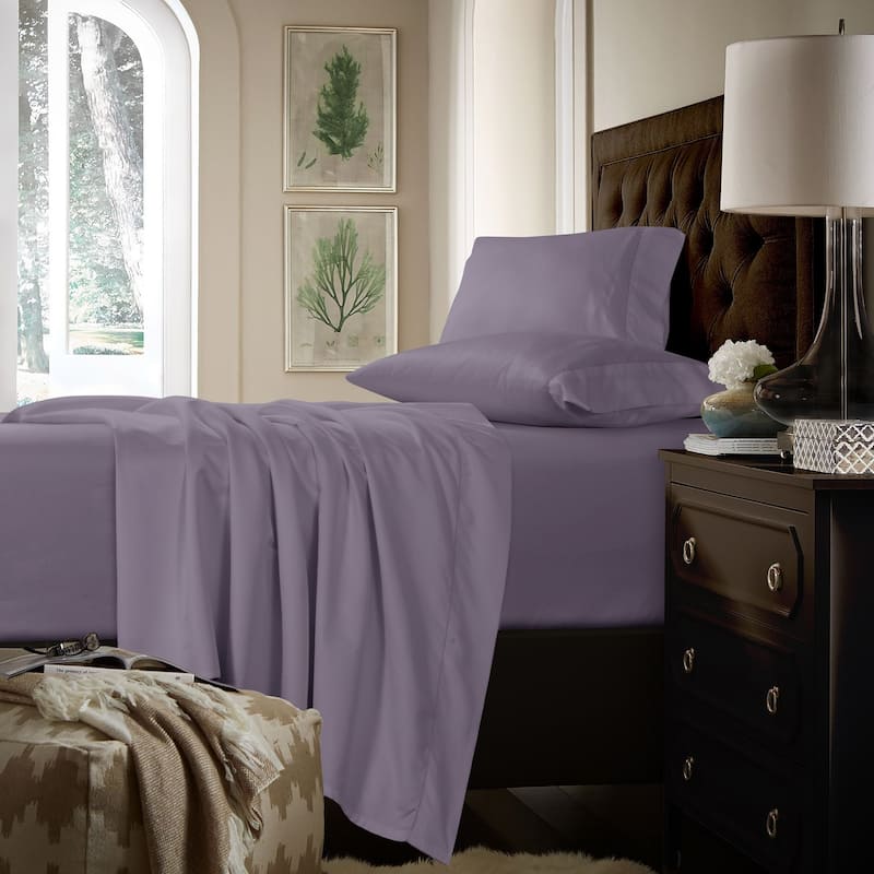 750TC Cotton Extra Deep Pocket Sheet Set with Oversized Flat Sheet - Cal King - Lavender