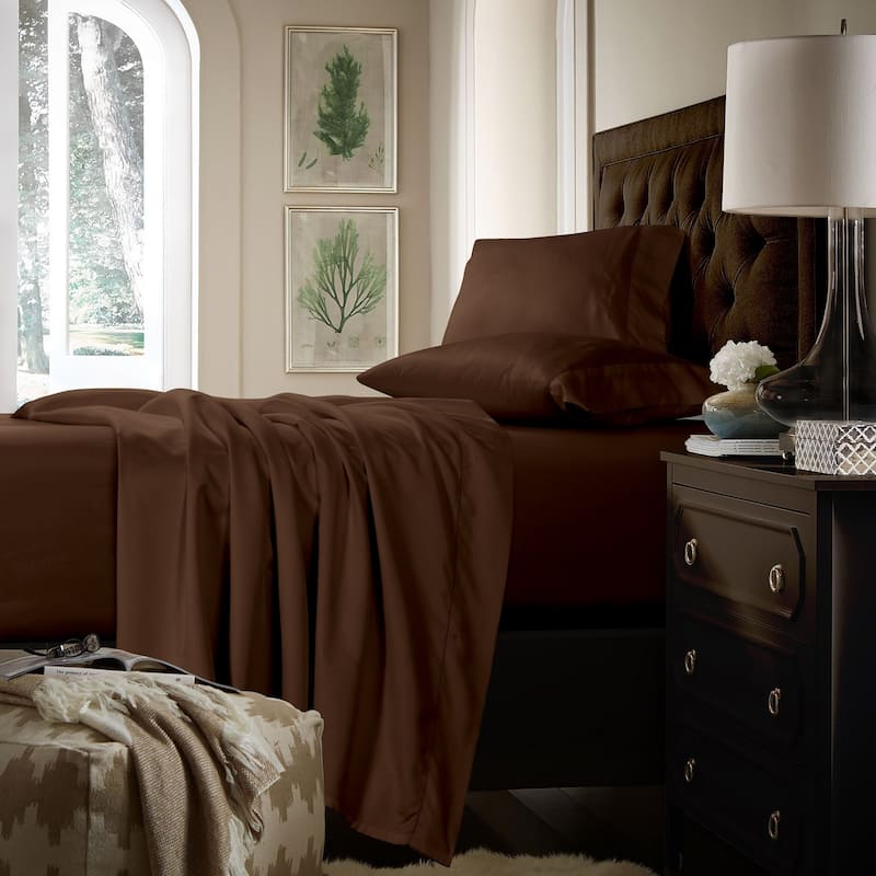 750TC Cotton Extra Deep Pocket Sheet Set with Oversized Flat Sheet