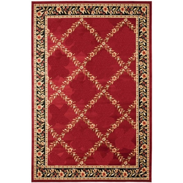 Renaissance Red Floral Lattice Area Rug (33 x 53)