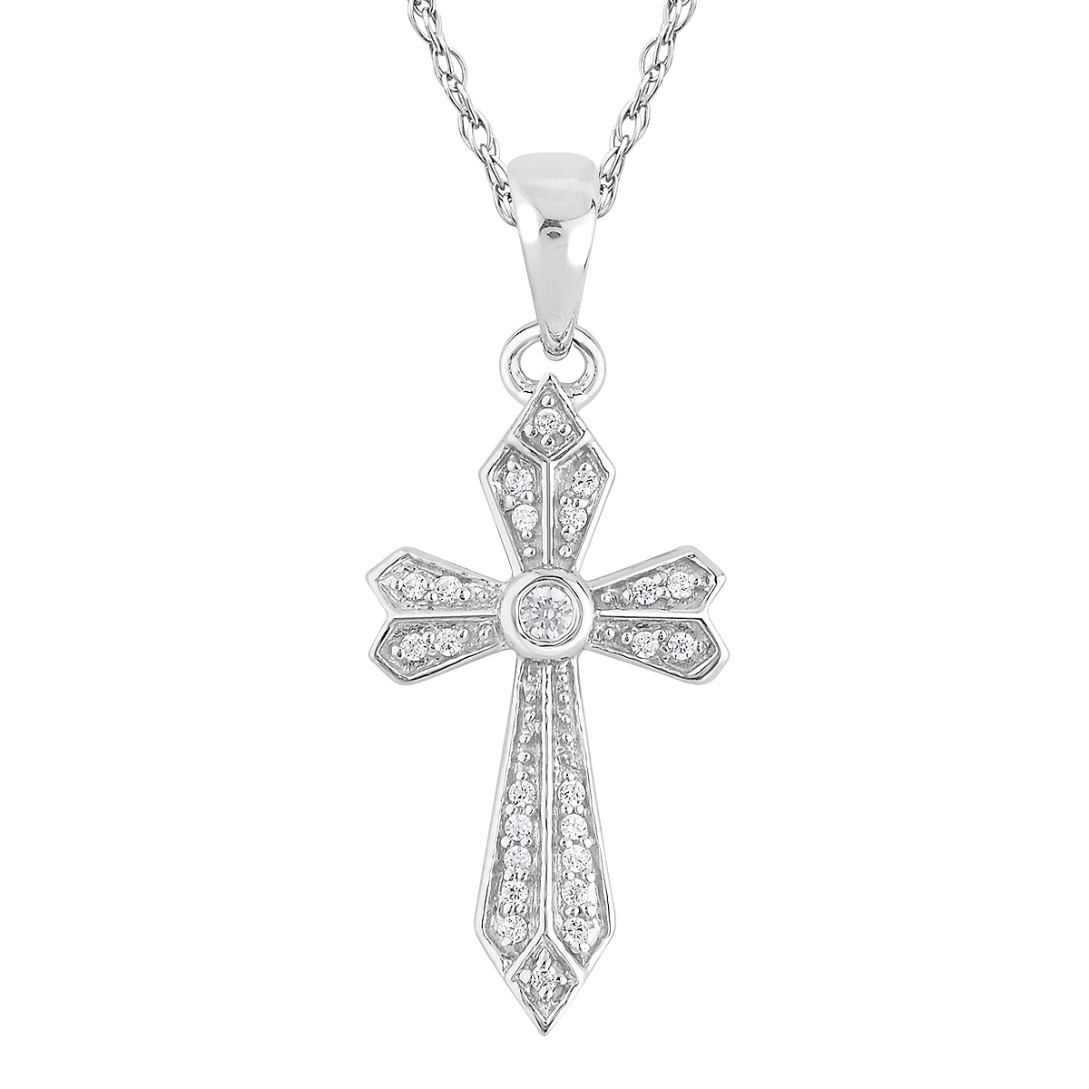 10k White Gold Brown Diamond Cross Pendant 1//2 ct