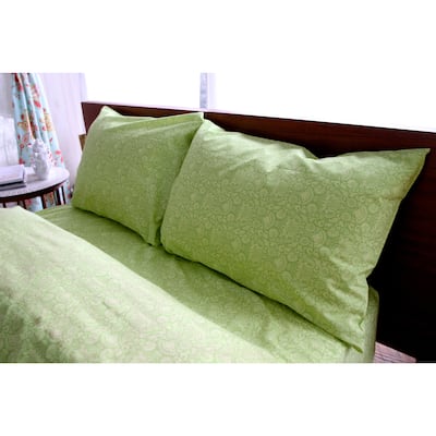 Amy Butler for Welspun Organic Cotton Sair Bloom Green Floral Sheet Set