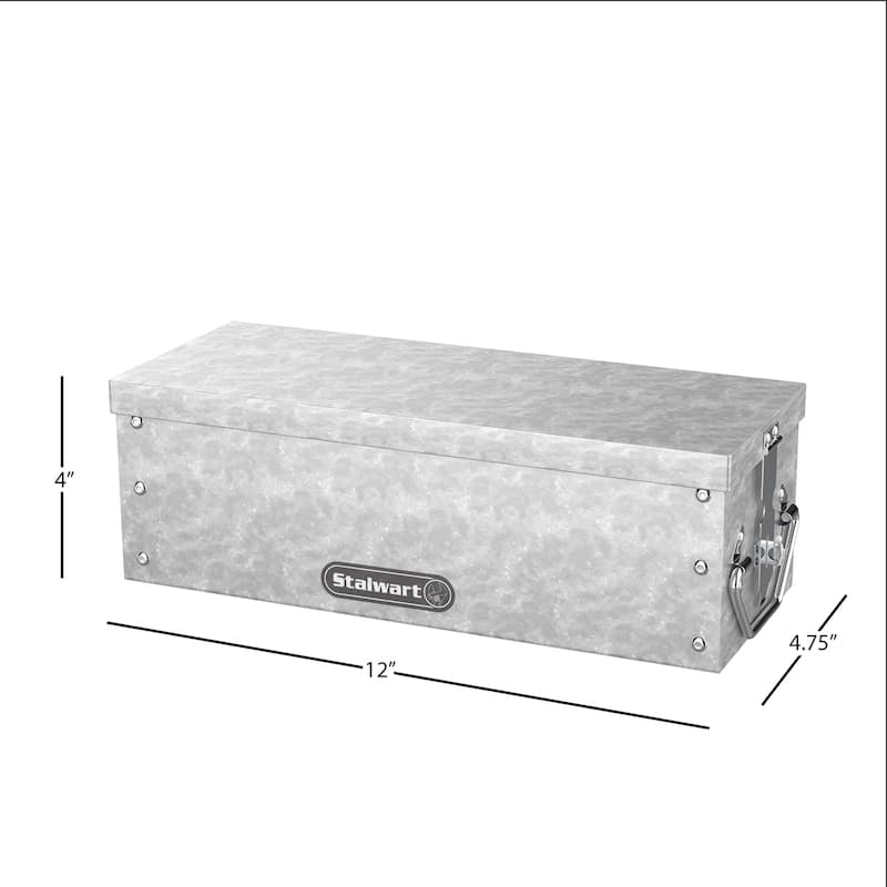 Metal Lock Box with Folding Handle and Stackable Design- Durable Portable Locking Storage Stalwart