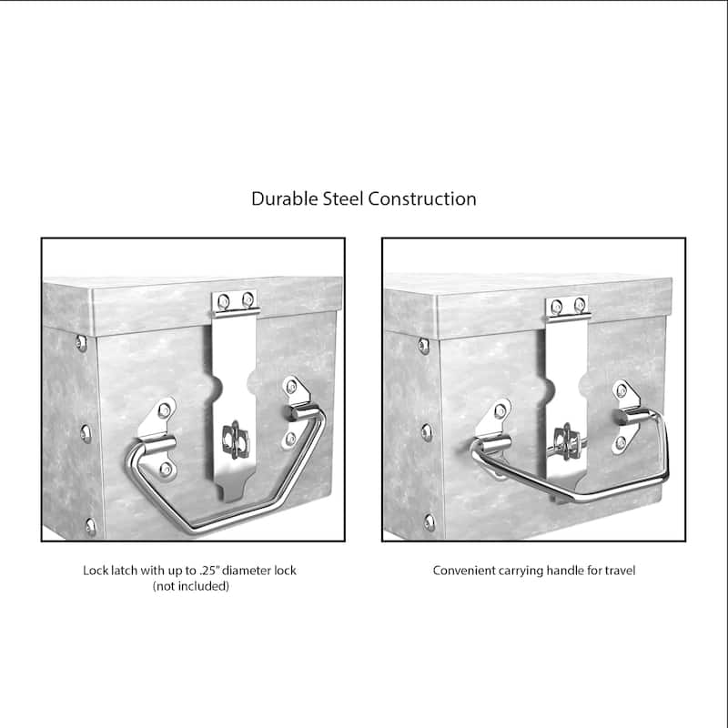 Metal Lock Box with Folding Handle and Stackable Design- Durable Portable Locking Storage Stalwart