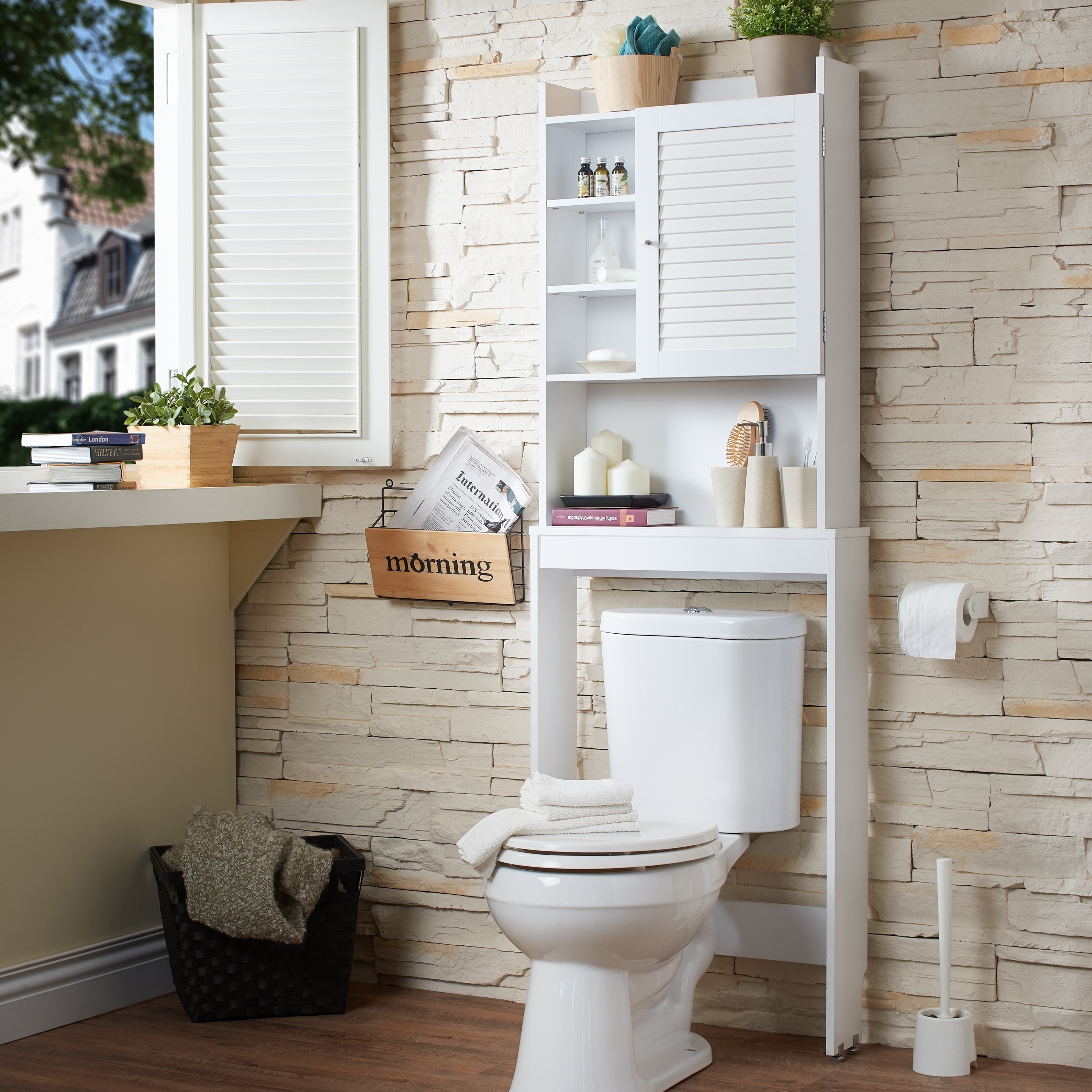 Modern Over-the-Toilet Storage Cabinet White Space Saver Bathroom