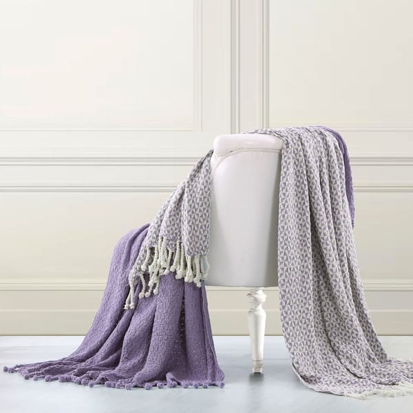 slide 1 of 1, Modern Threads 100-percent Cotton Picasso Throws (Set of 2) Lavender