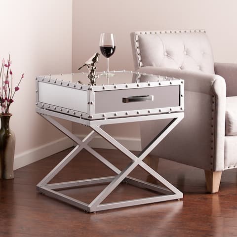 Silver Orchid Sweet Industrial Mirrored Side/ End Table