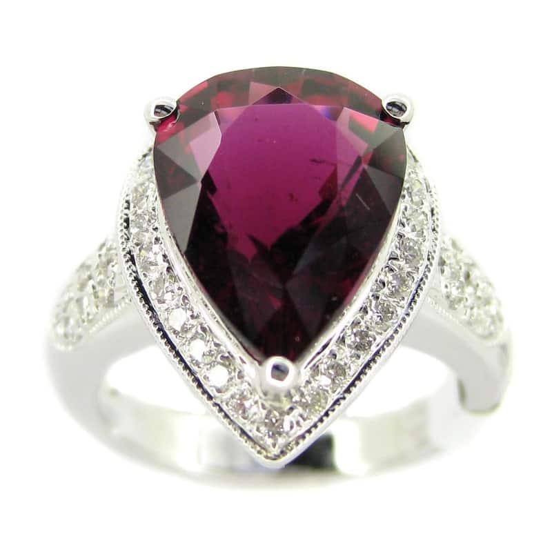 Kabella 18k White Gold Pink Tourmaline and 1/2ct TDW Diamond Cocktail Ring (G-H, SI2-I1)