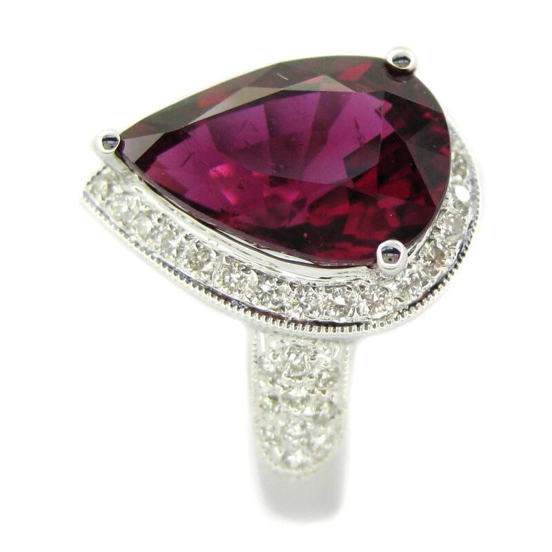 Kabella 18k White Gold Pink Tourmaline and 1/2ct TDW Diamond Cocktail Ring (G-H, SI2-I1)
