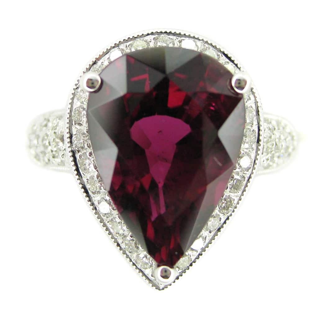 Kabella 18k White Gold Pink Tourmaline and 1/2ct TDW Diamond Cocktail Ring (G-H, SI2-I1)
