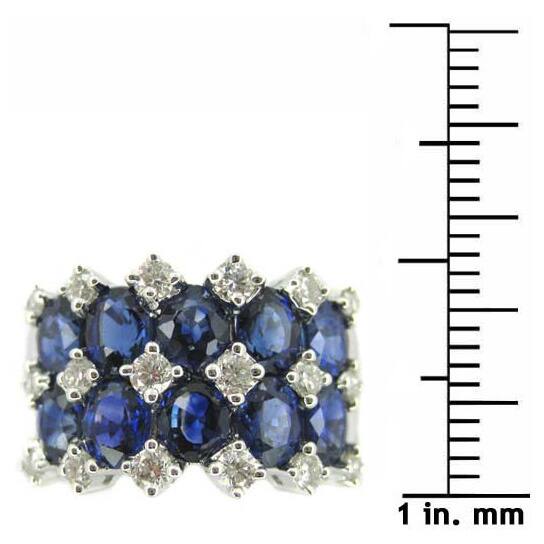 Kabella 18k White Gold Sapphire and 3/5ct TDW Diamond 2-row Ring (G-H, SI1-SI2) (Size 6.5)