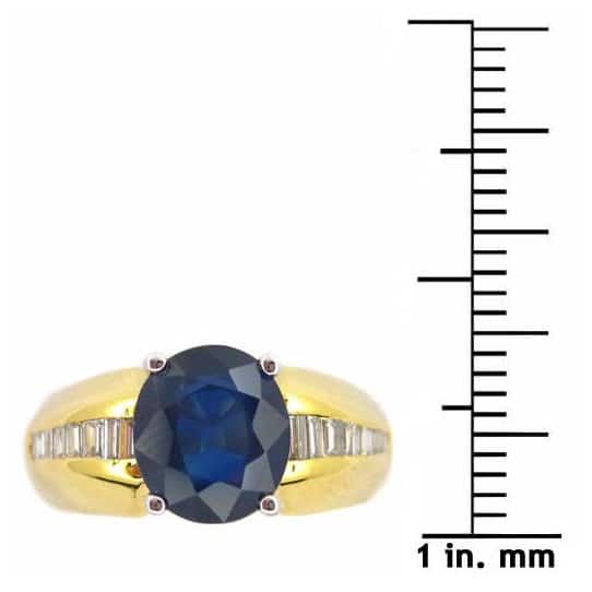 Kabella 14k Yellow Gold Oval Sapphire and 1/3ct TDW Diamond Ring (G-H, SI1-SI2)