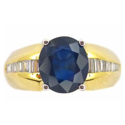 Kabella 14k Yellow Gold Oval Sapphire and 1/3ct TDW Diamond Ring (G-H, SI1-SI2)